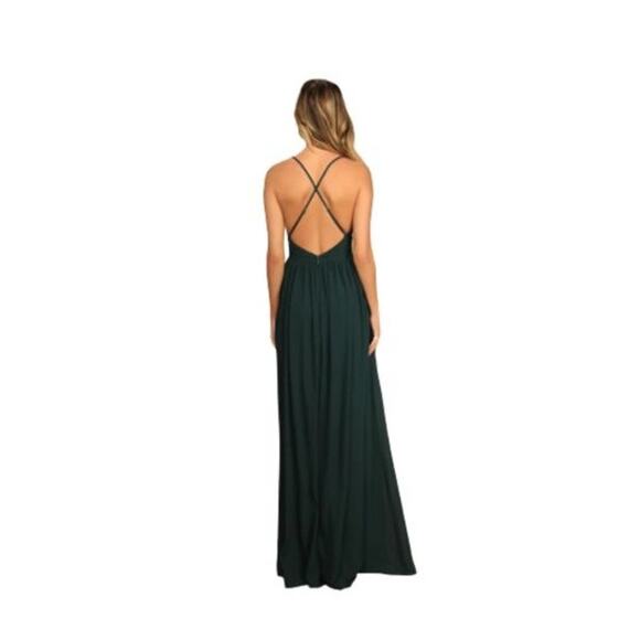 Lulus Ballroom Bliss Emerald Green Pleated Maxi Dress - Small - Picture 10 of 11